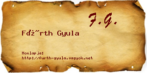 Fürth Gyula névjegykártya